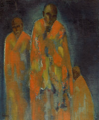 Attrib. Tate Adams, Mystical Monks in Saffron Robes – c.1943 oil painting