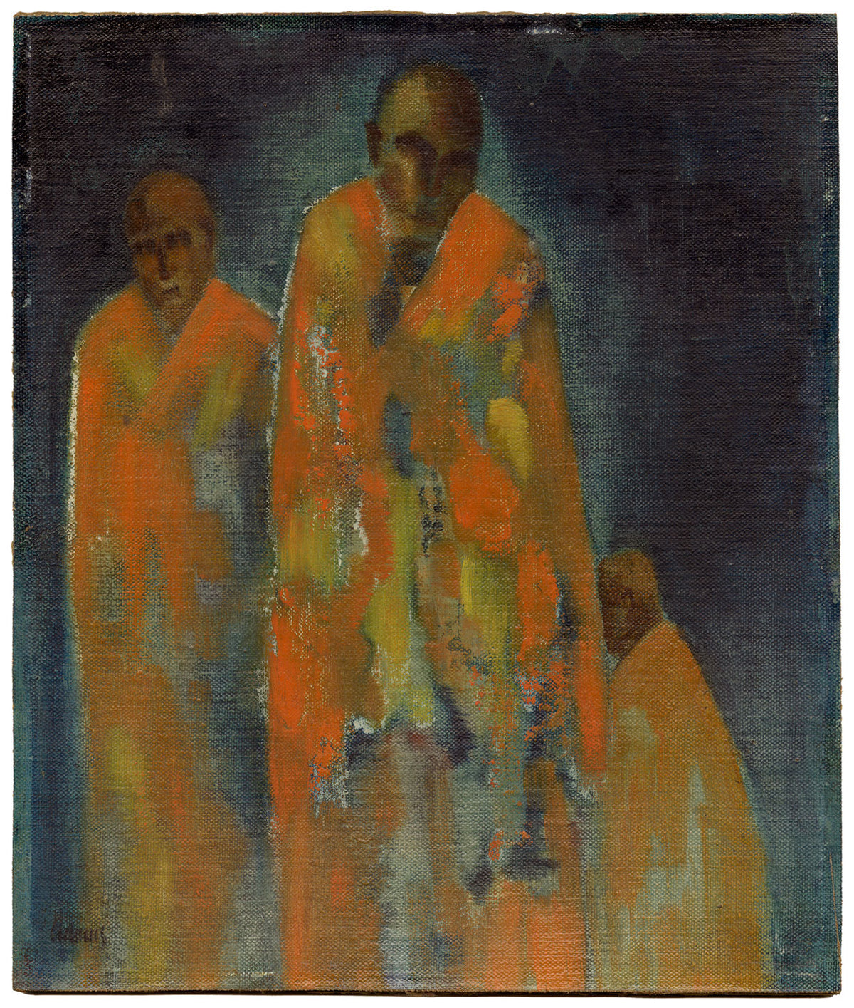 Attrib. Tate Adams, Mystical Monks in Saffron Robes – c.1943 oil painting