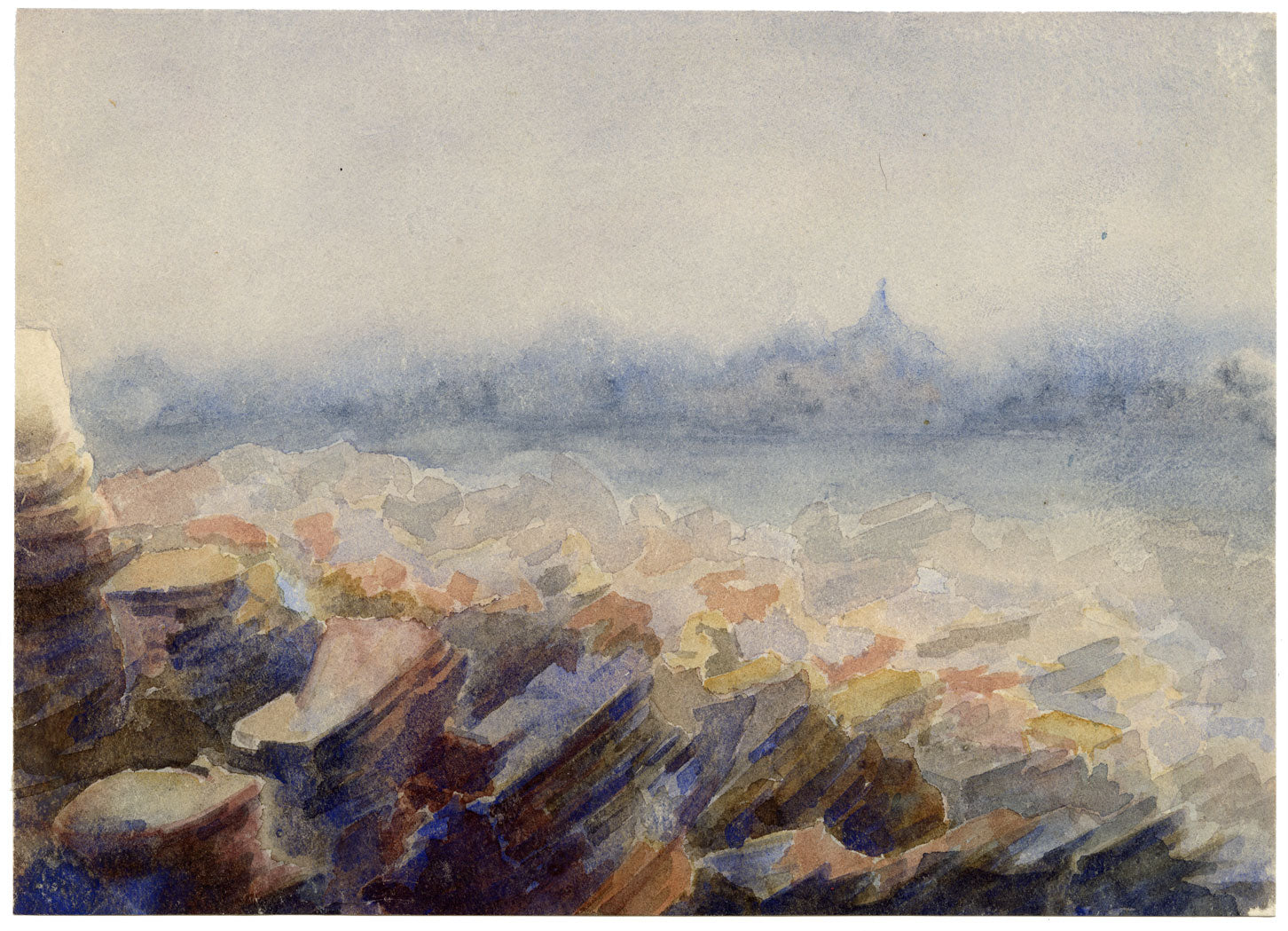 Whylock Pendavis, Looking towards Pieter Both Mountain, Moka, Mauritius – 1880s watercolour painting