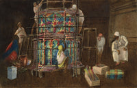 Whylock Pendavis, Building a Ghoon for Yamsé Muslim Festival, Mauritius – 1880s watercolour painting