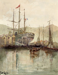 Whylock Pendavis, Port Louis Dry Dock, Mauritius – 1880s watercolour painting