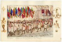Whylock Pendavis, Silversmith's Shop & Madras Men Procession, Port Louis, Mauritius – 1880s watercolour painting