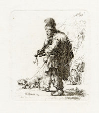 Francesco Novelli after Rembrandt, The Blind Fiddler – 1860 etching print