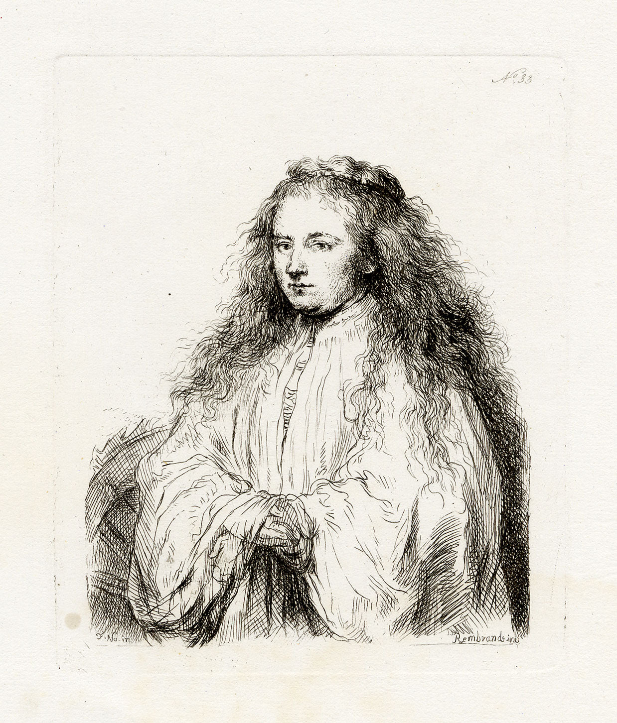 Francesco Novelli after Rembrandt, The Little Jewish Bride (Saskia as Saint Catherine) – 1860 etching print