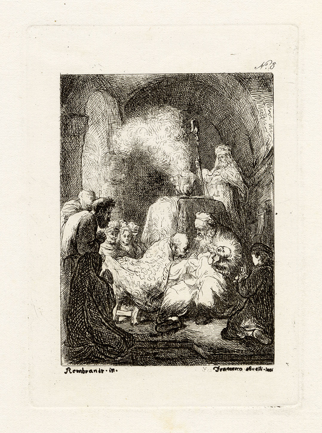 Francesco Novelli after Rembrandt, The Circumcision – 1860 etching print