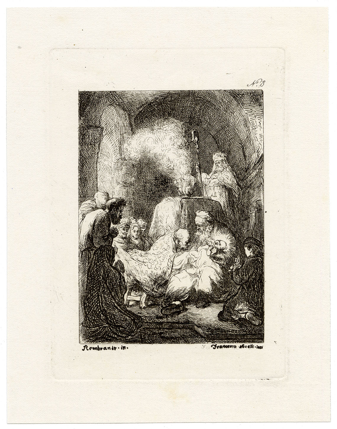 Francesco Novelli after Rembrandt, The Circumcision – 1860 etching print