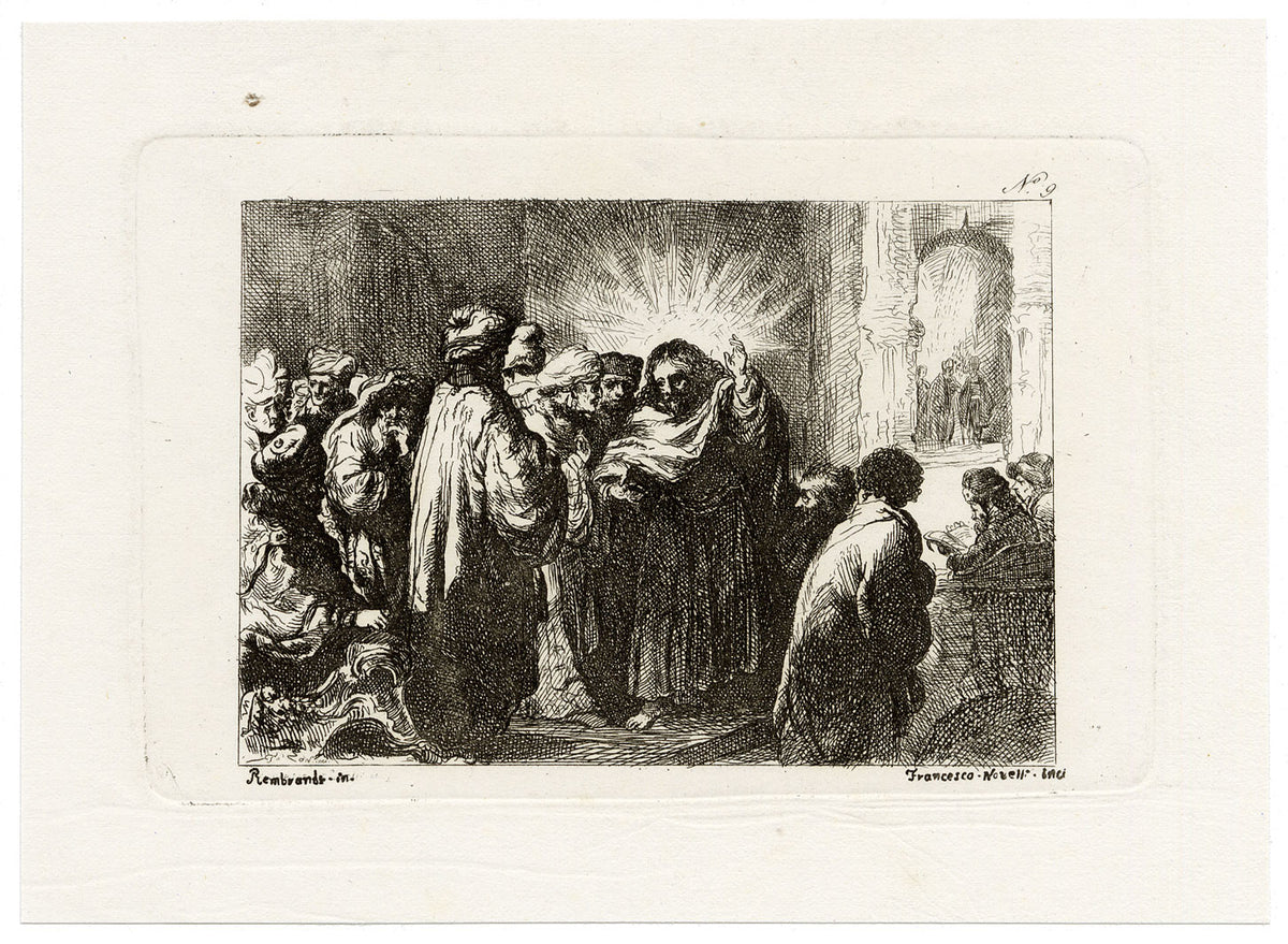 Francesco Novelli after Rembrandt, The Tribute Money – 1860 etching print