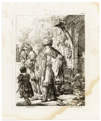 Francesco Novelli after Rembrandt, Abraham Casting out Hagar and Ishmael – 1860 etching print
