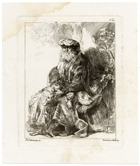 Francesco Novelli after Rembrandt, Jacob Caressing Benjamin – 1860 etching print