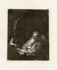 Francesco Novelli after Rembrandt, The Sleeping Philosopher – 1860 etching print