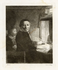 Francesco Novelli after Rembrandt, Portrait of Lieven Willemsz van Coppenol, Writing Master – 1860 etching print