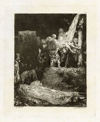 Francesco Novelli after Rembrandt, The Descent from the Cross by Torchlight – 1860 etching print