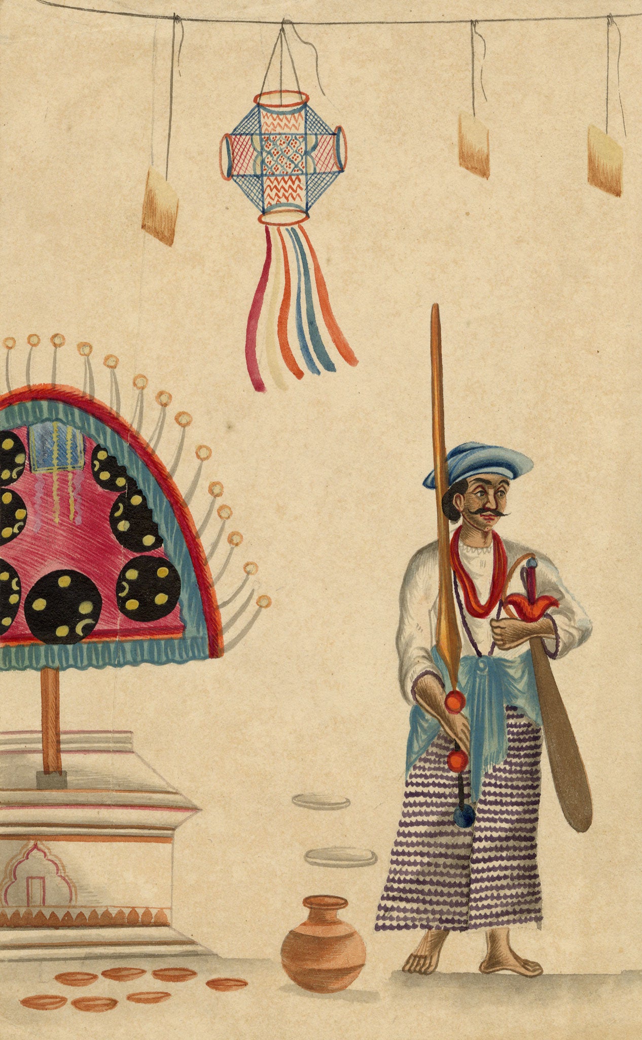 Indian Company School, Muharram Festival Figure – c.1840s gouache painting