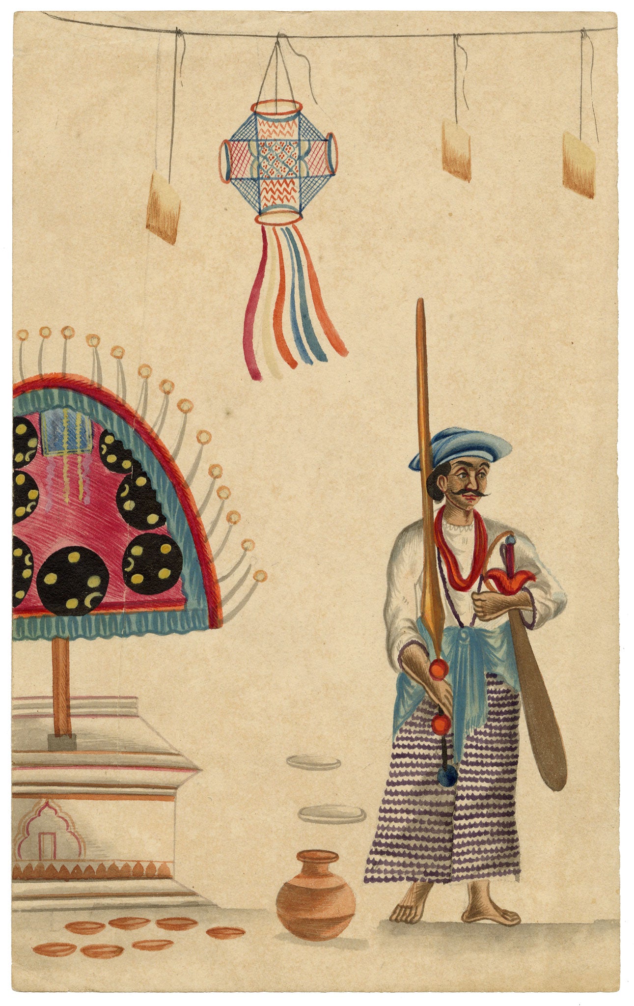 Indian Company School, Muharram Festival Figure – c.1840s gouache painting