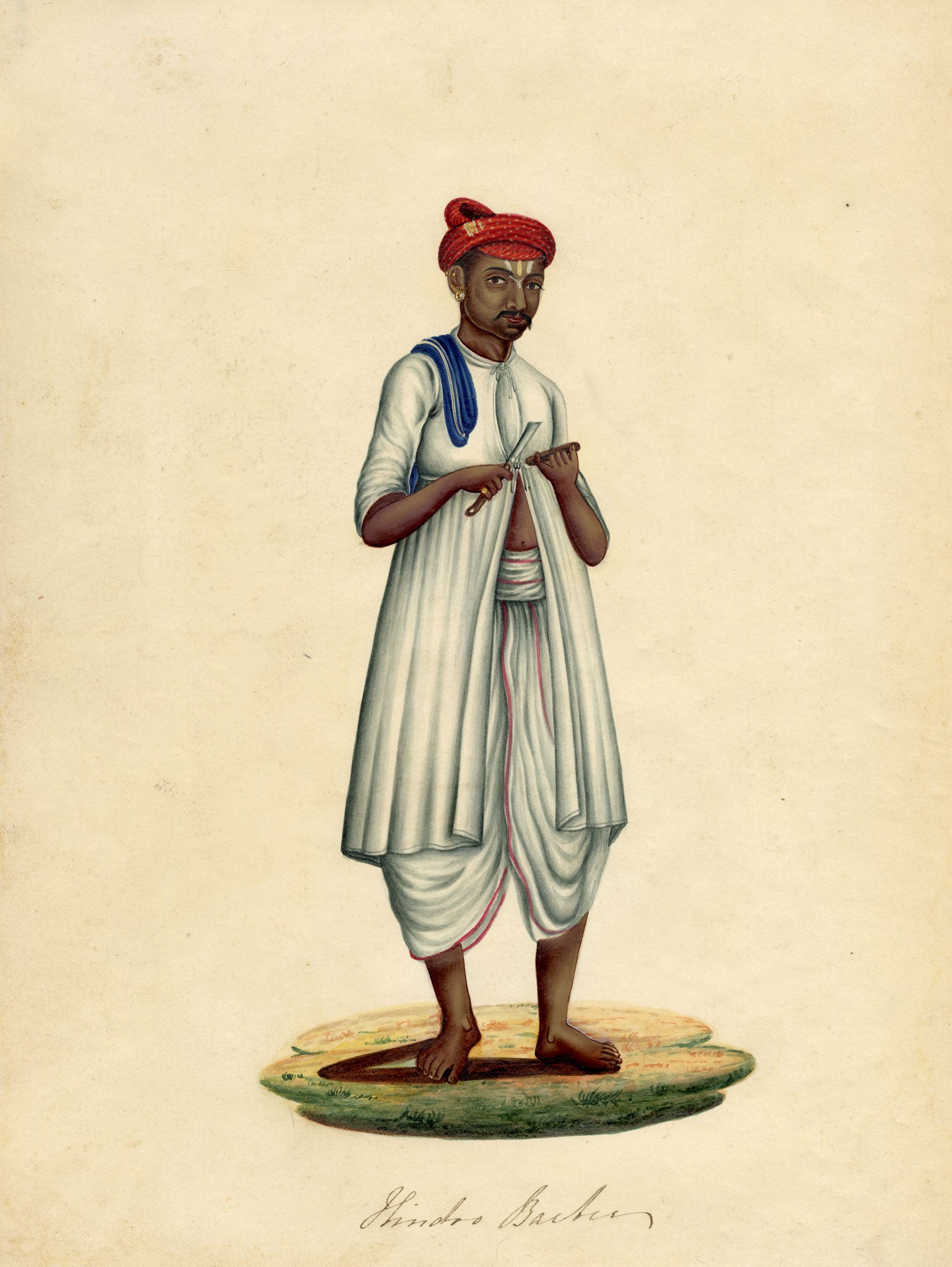 Indian Company School, Hindoo Barber – c.1840s gouache painting