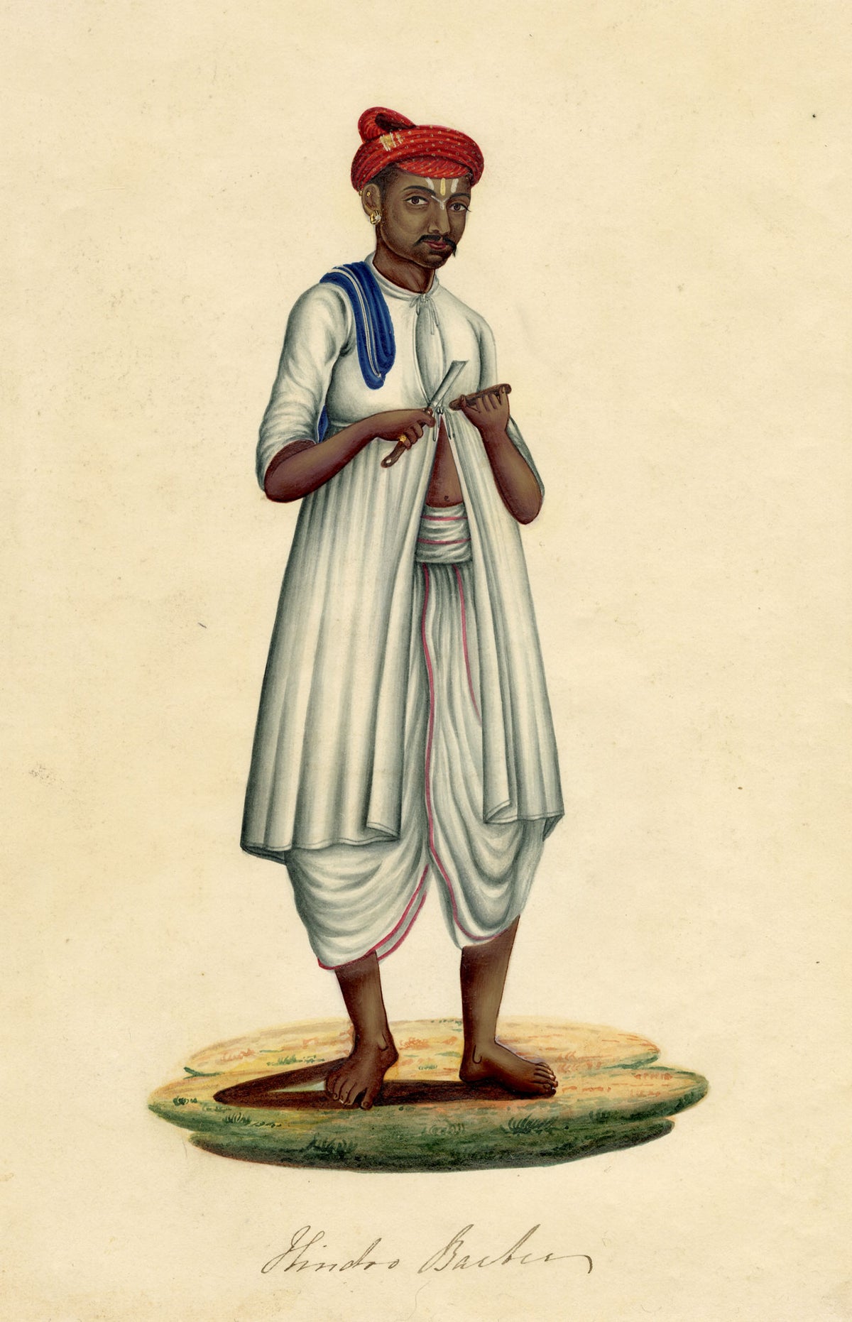 Indian Company School, Hindoo Barber – c.1840s gouache painting