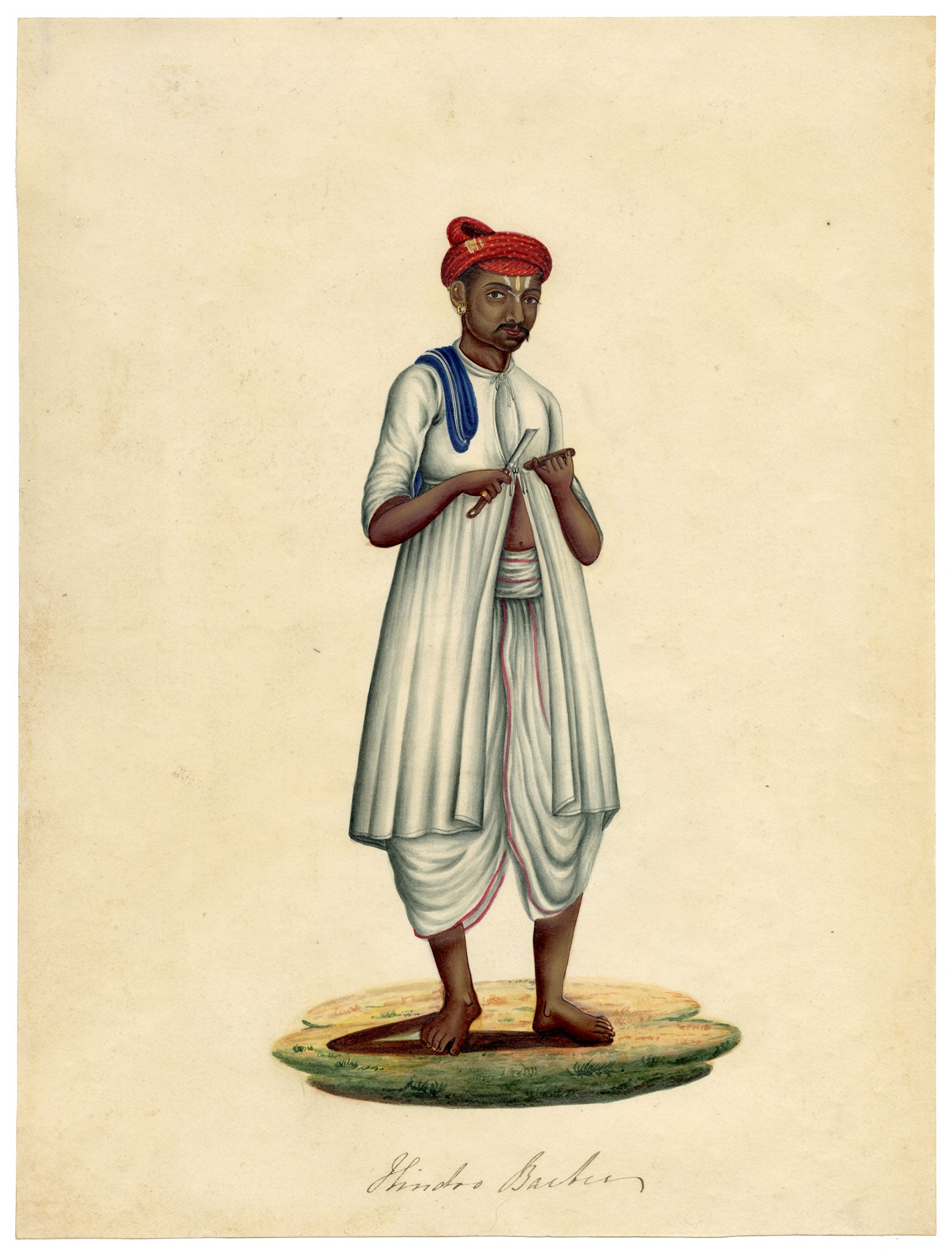 Indian Company School, Hindoo Barber – c.1840s gouache painting