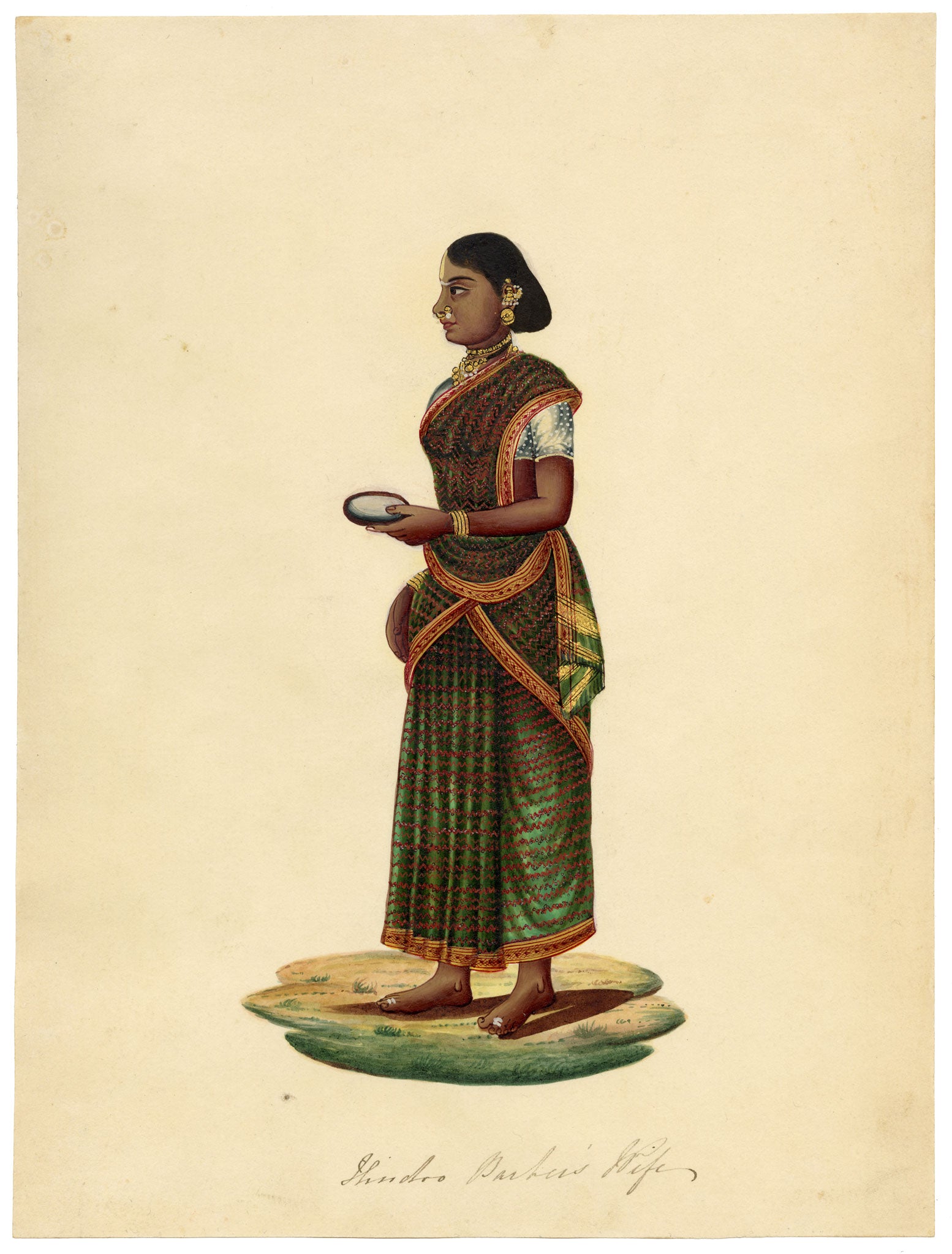 Indian Company School, Hindoo Barber's Wife – c.1840s gouache painting
