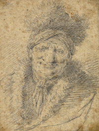Thomas Worlidge, Head of a Man in a Fur Cap – c.1759 graphite drawing