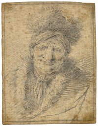 Thomas Worlidge, Head of a Man in a Fur Cap – c.1759 graphite drawing