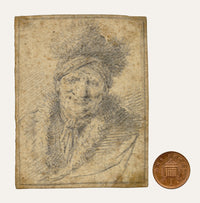 Thomas Worlidge, Head of a Man in a Fur Cap – c.1759 graphite drawing