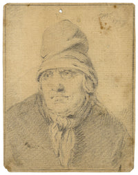 Thomas Worlidge, Head of a Man in a High Cap – 1759 graphite drawing