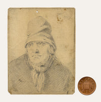 Thomas Worlidge, Head of a Man in a High Cap – 1759 graphite drawing