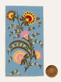 Anon., Antique French Textile Design: Indian Mughal Floral – 1880s gouache painting