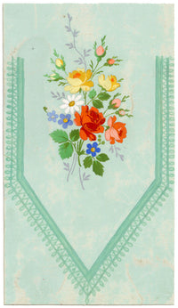 Anon., Antique French Textile Design: Miniature Rose Floral Ribbon – 1880s gouache painting
