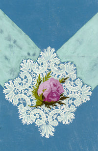 Anon., Antique French Textile Design: Rose Chantilly Lace – 1880s gouache painting
