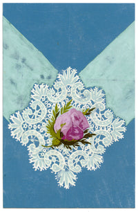 Anon., Antique French Textile Design: Rose Chantilly Lace – 1880s gouache painting