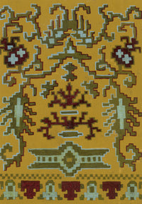 Anon., Antique French Textile Design: Aztec Jacquard on Yellow – 1880s gouache painting