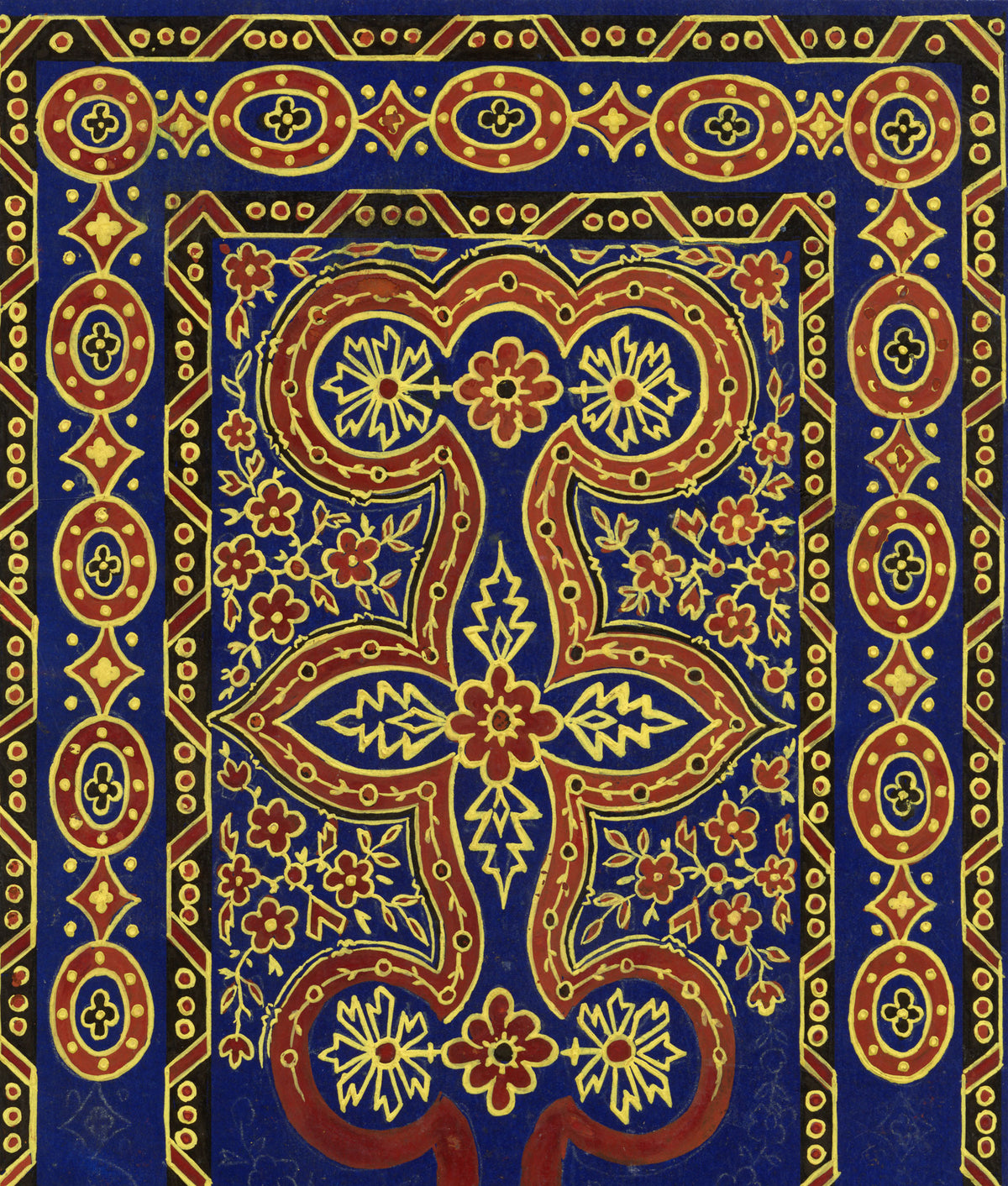Anon., Antique French Textile Design: Islamic Illumination – 1880s gouache painting