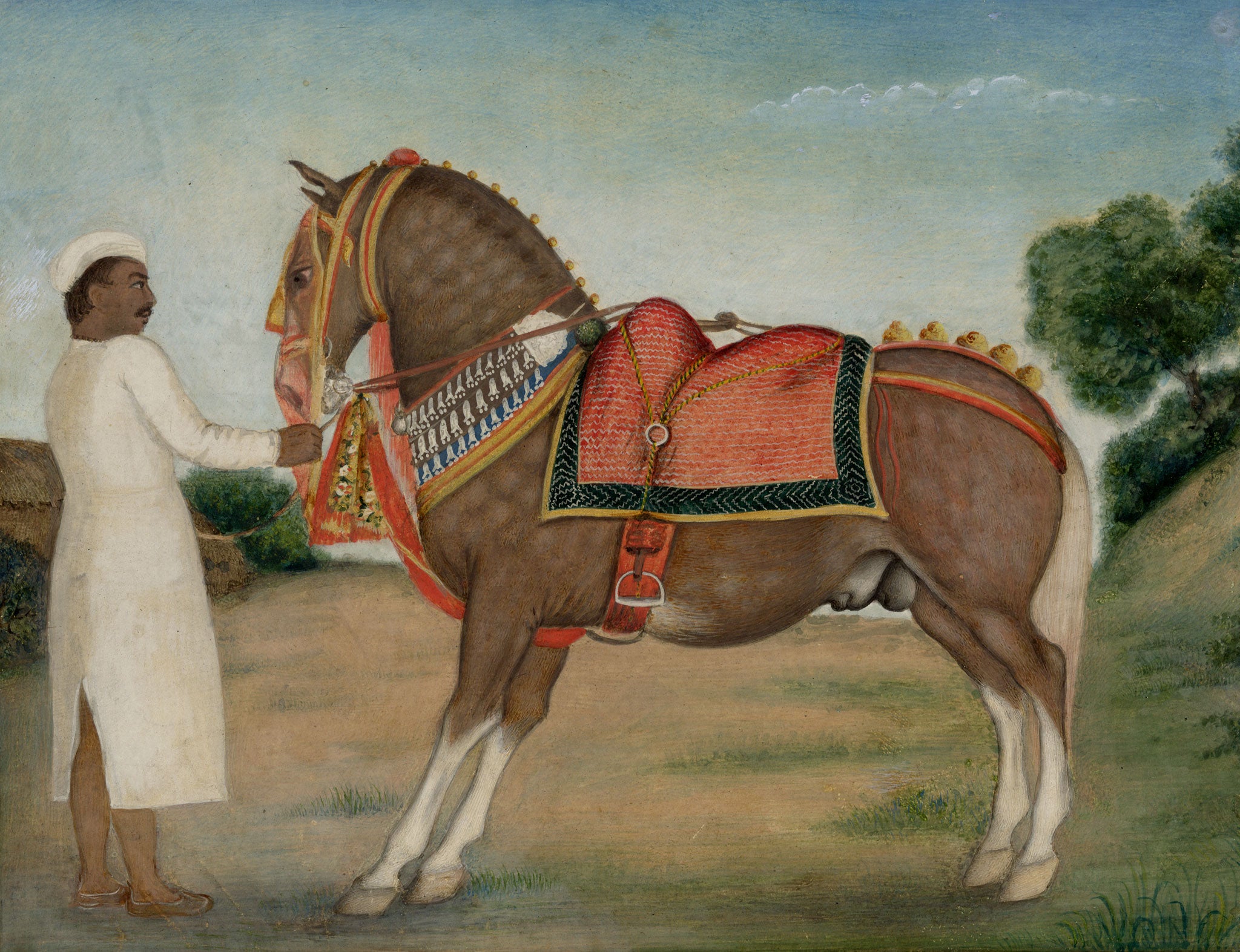Indian Company School, A Caparisoned Horse & Groom, Possibly Skinner's Horse – Early 19th-century gouache painting
