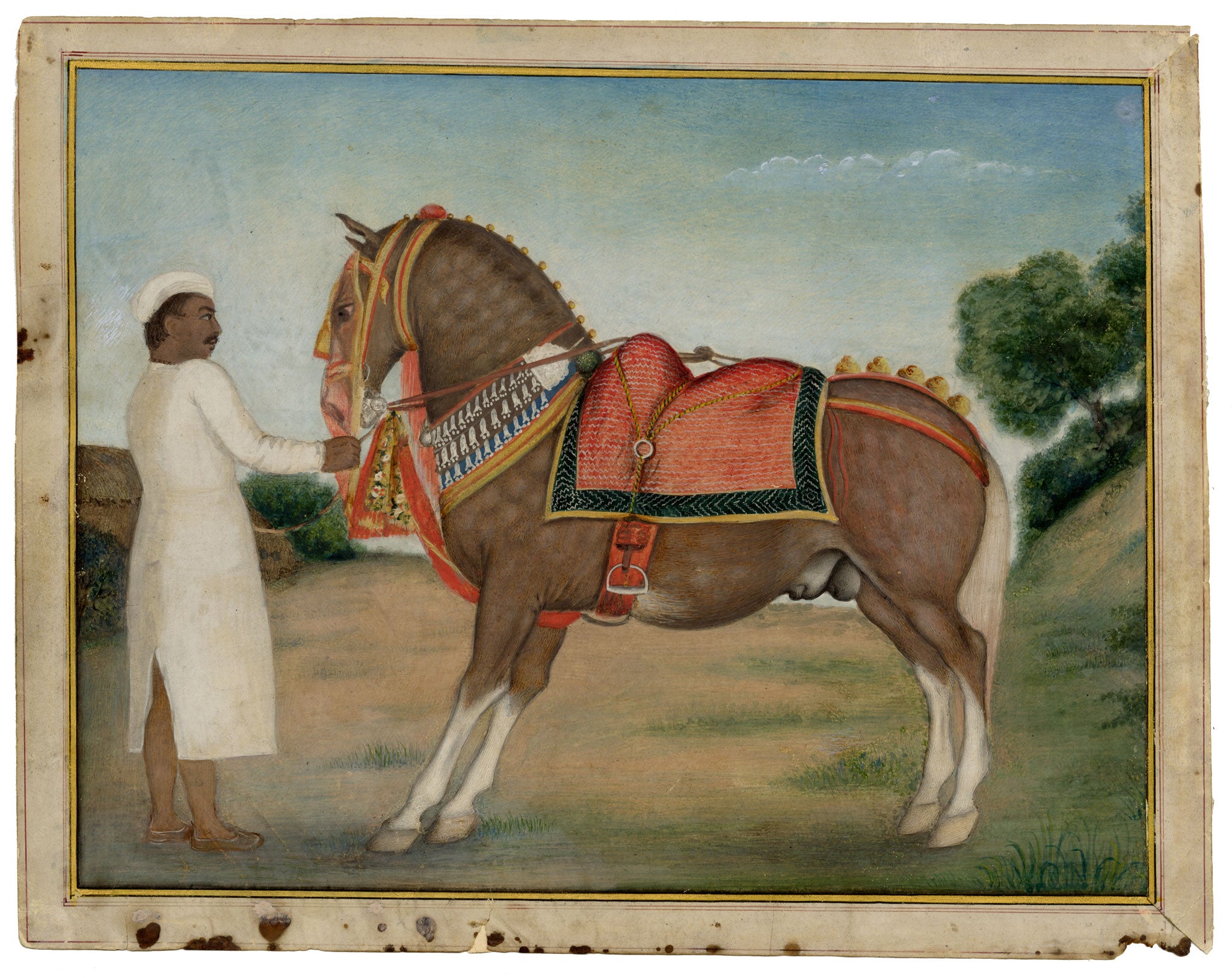 Indian Company School, A Caparisoned Horse & Groom, Possibly Skinner's Horse – Early 19th-century gouache painting