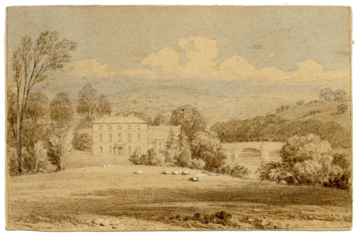 John Preston Neale, Pen Pont Estate of Penry Williams, Brecknockshire, Wales – c.1820 watercolour painting