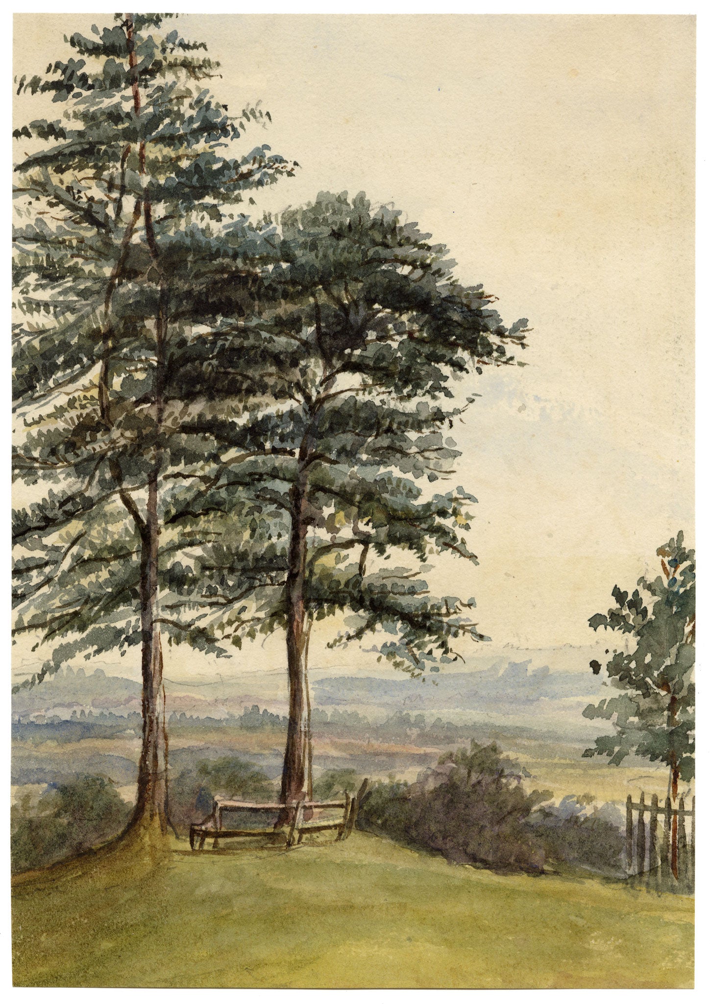 William Martin Conway, View from Common, Tunbridge Wells, Kent – Late 19th-century watercolour painting