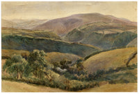 William Martin Conway, Trentishoe Beacon from Martinhoe, North Devon – 1897 watercolour painting