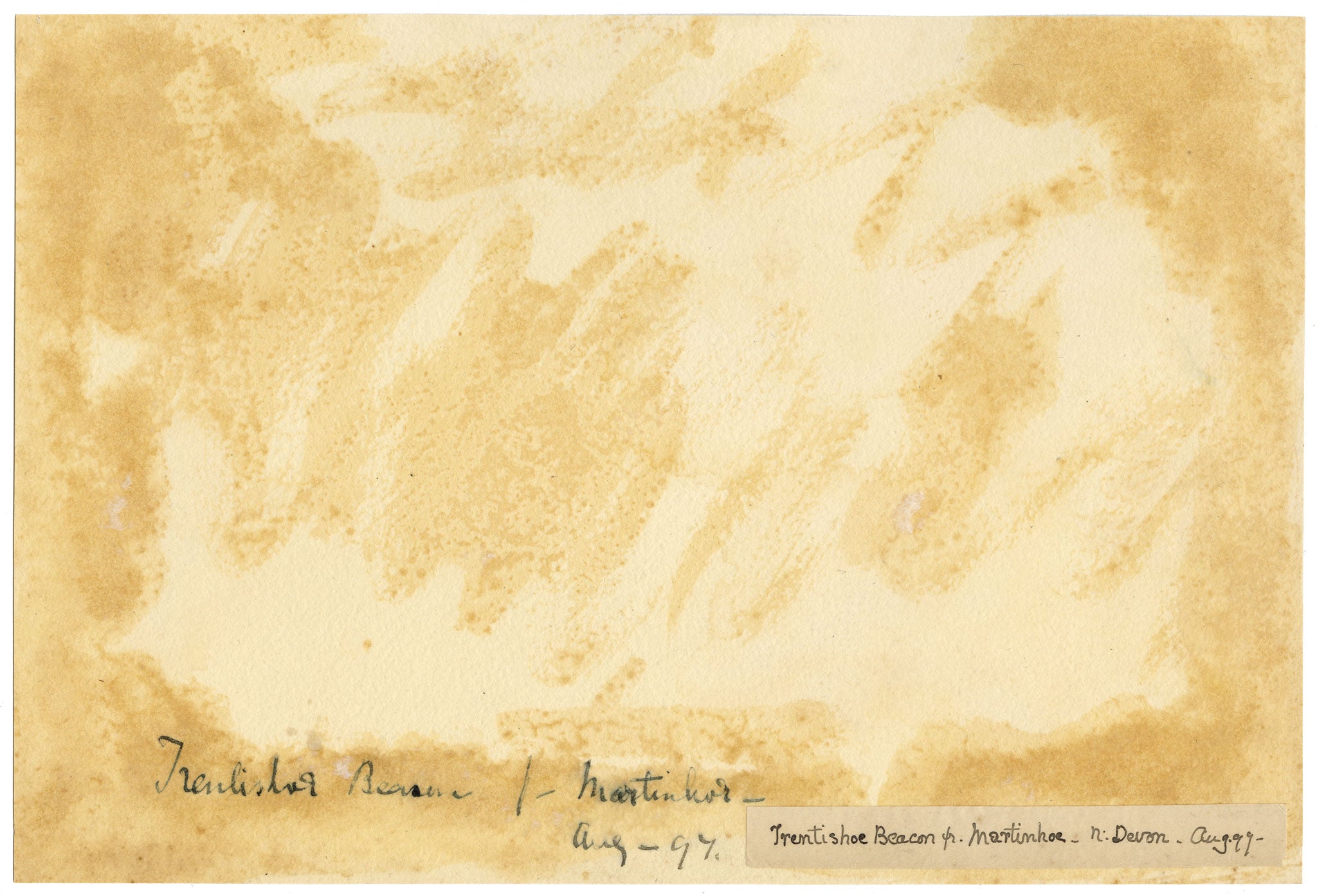 William Martin Conway, Trentishoe Beacon from Martinhoe, North Devon – 1897 watercolour painting