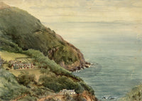 William Martin Conway, Woody Bay from Glen Hotel, North Devon Coast – 1896 watercolour painting