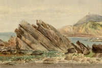 William Martin Conway, Woody Bay Rocks, North Devon Coast – 1896 watercolour painting