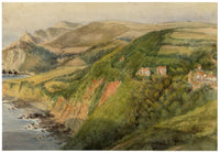 William Martin Conway, Woody Bay & Glen Hotel, North Devon Coast – 1896 watercolour painting