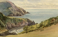 William Martin Conway, View from Lee Abbey, North Devon Coast – 1896 watercolour painting