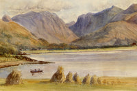 William Martin Conway, Loch Leven & Glencoe Mountains, Scottish Highlands – 1897 watercolour painting