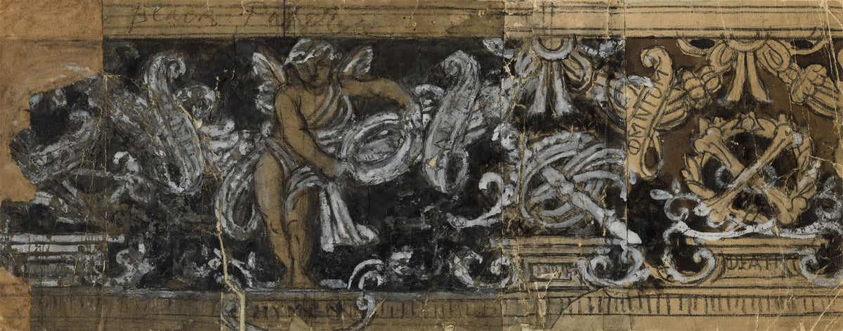 Alfred George Stevens, Design for a Decorative Frieze – Mid-19th-century chalk & wash drawing