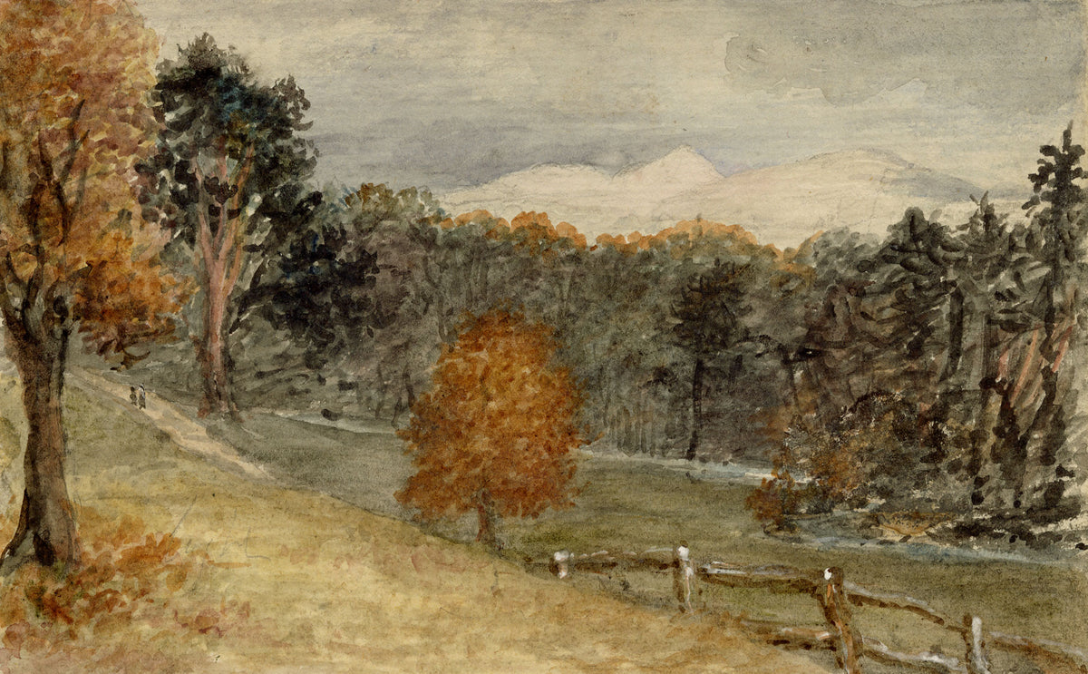 Mary Ann J. Thynne, Pentland Hills from the Walk at Dalmahoy, near Edinburgh, Scotland – 1837 watercolour painting