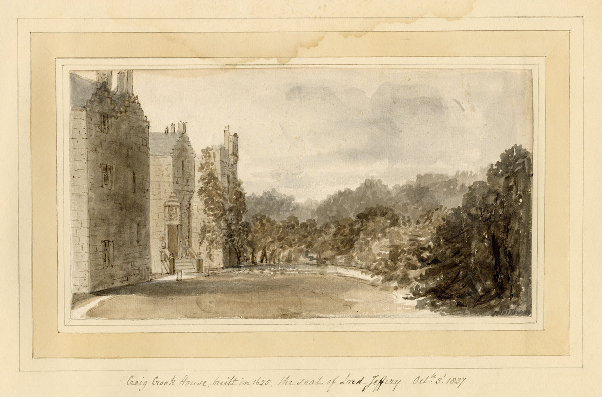 Mary Ann J. Thynne, Craig Crook House, Built in 1625, the Seat of Lord Jeffrey, Blackhall, Edinburgh, Scotland – 1837 watercolour painting