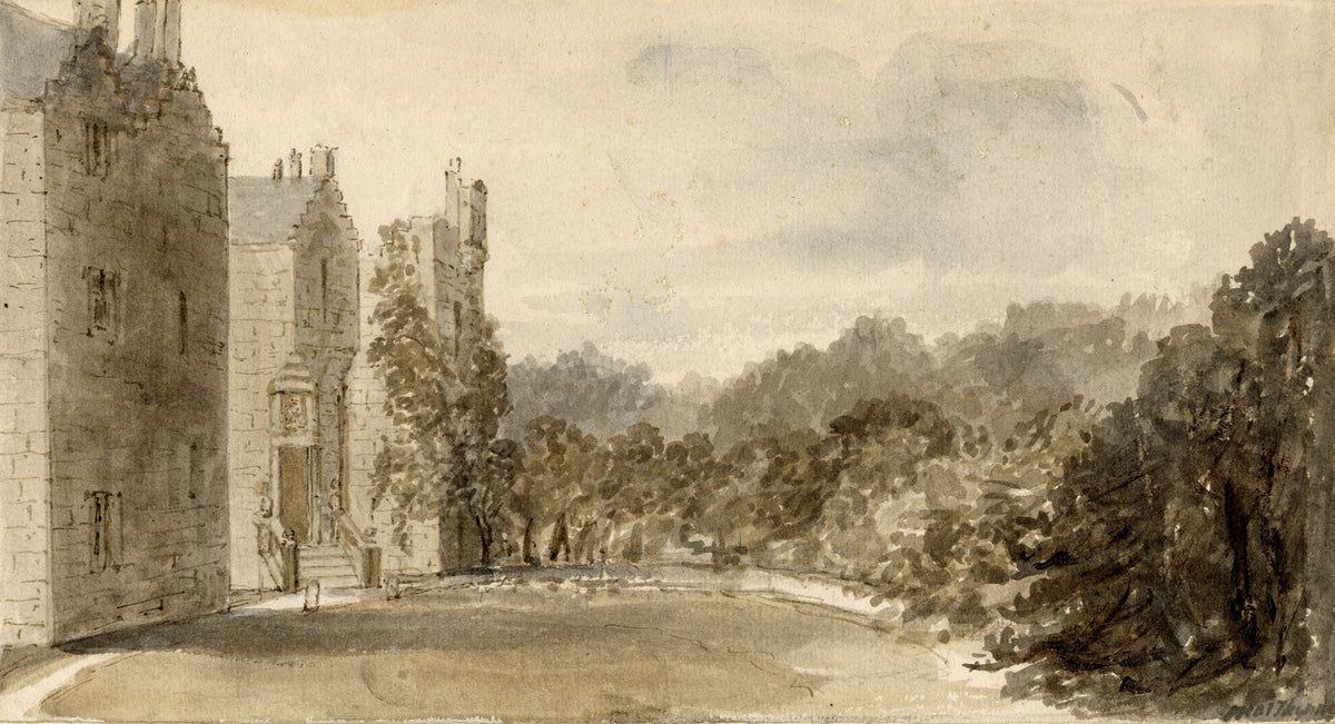 Mary Ann J. Thynne, Craig Crook House, Built in 1625, the Seat of Lord Jeffrey, Blackhall, Edinburgh, Scotland – 1837 watercolour painting