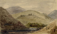 Mary Ann J. Thynne, Elibank Tower from the Road between Bowhill & Peebles, Scottish Borders – 1837 watercolour painting
