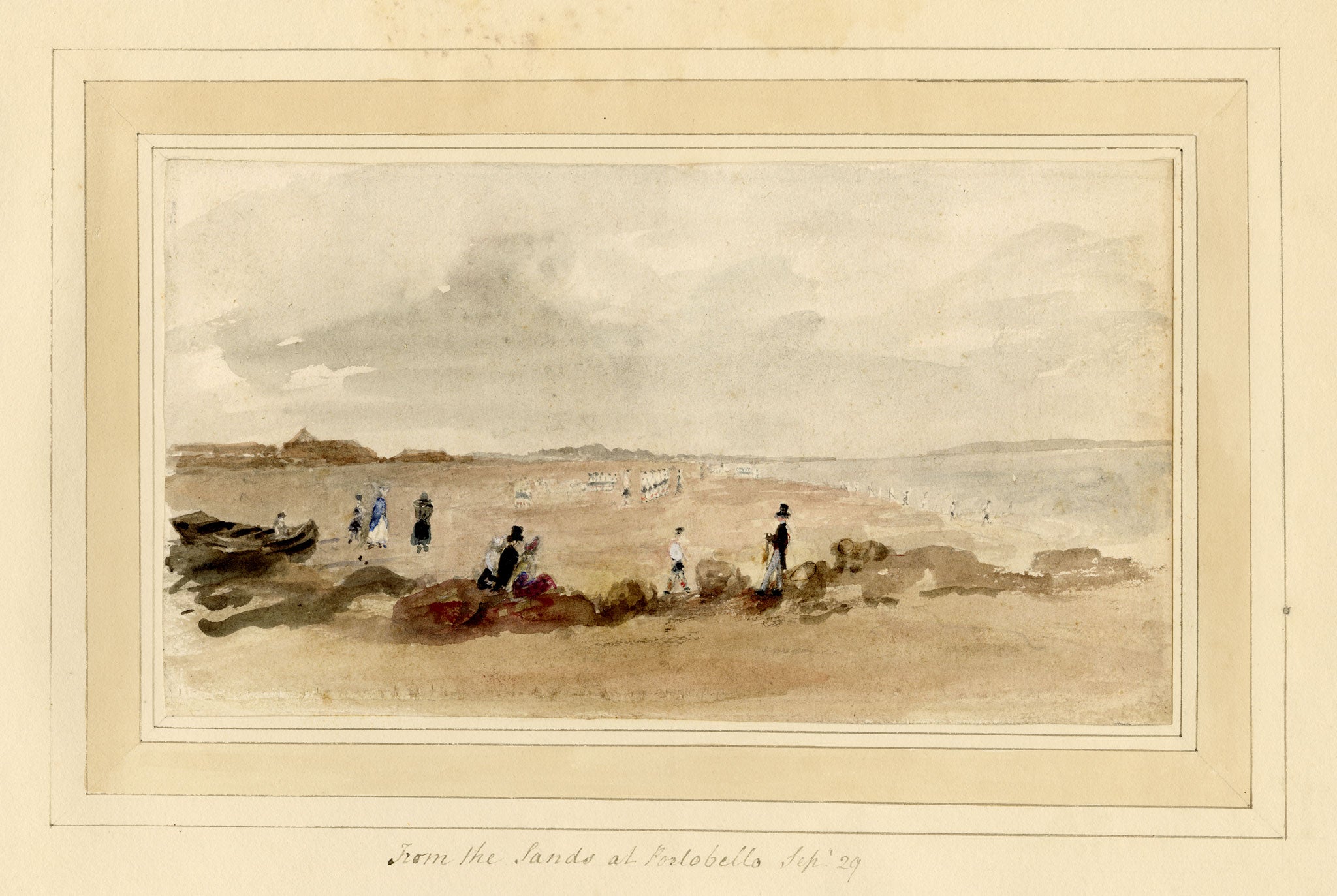 Mary Ann J. Thynne, From the Sands at Portobello, Edinburgh, Scotland – 1837 watercolour painting